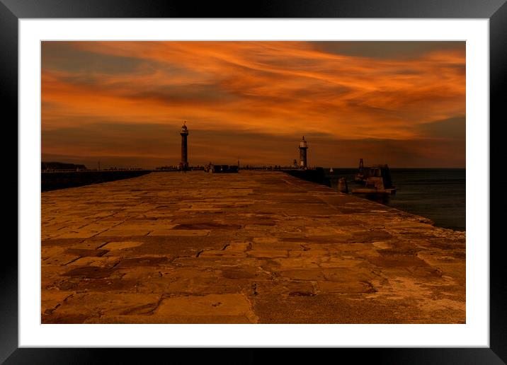 Whitby Harbour Glow Framed Mounted Print by Oxon Images