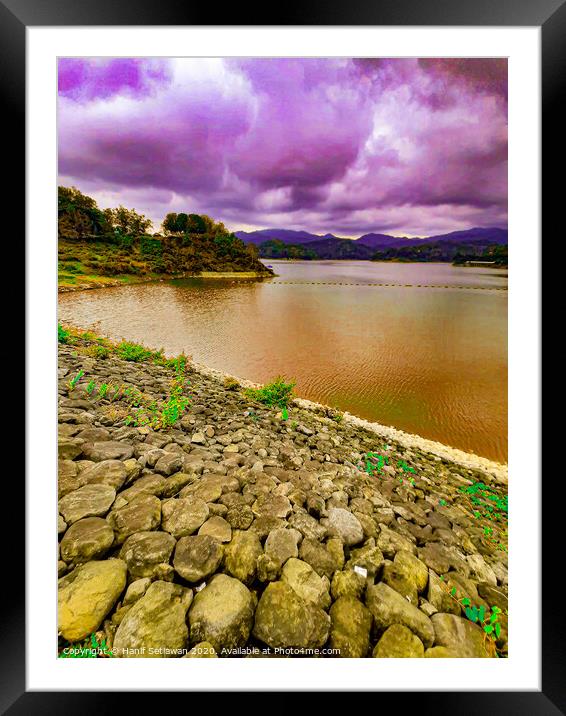 Water reservoir lake paving stone dam cloud sky Framed Mounted Print by Hanif Setiawan