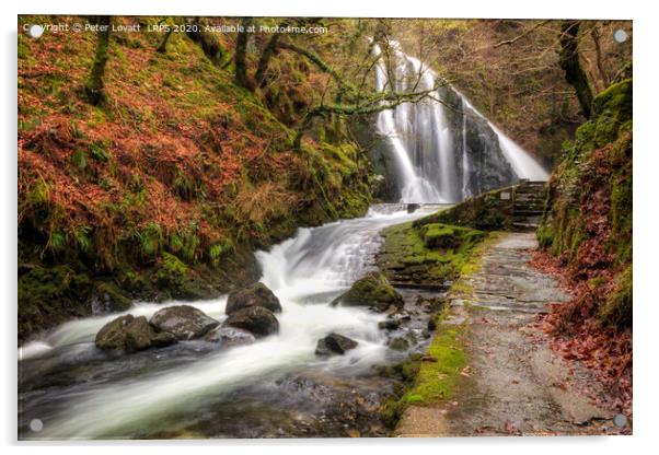 Ceunant Mawr Waterfall, Llanberis Acrylic by Peter Lovatt  LRPS