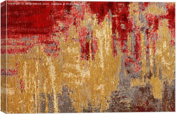 Abstract red and gold textile carpet pattern of oriental style. Canvas Print by Sergii Petruk