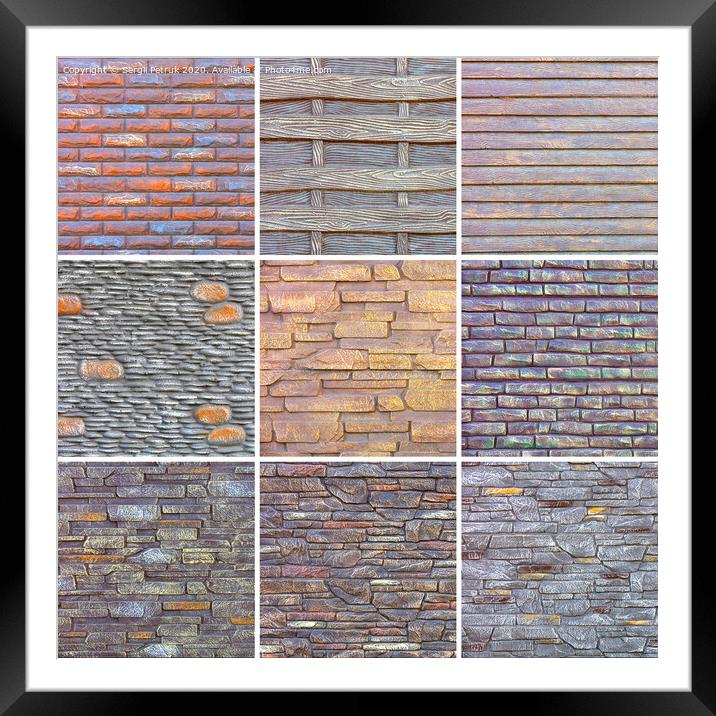 Collage of various concrete textures made in a decorative style. Framed Mounted Print by Sergii Petruk