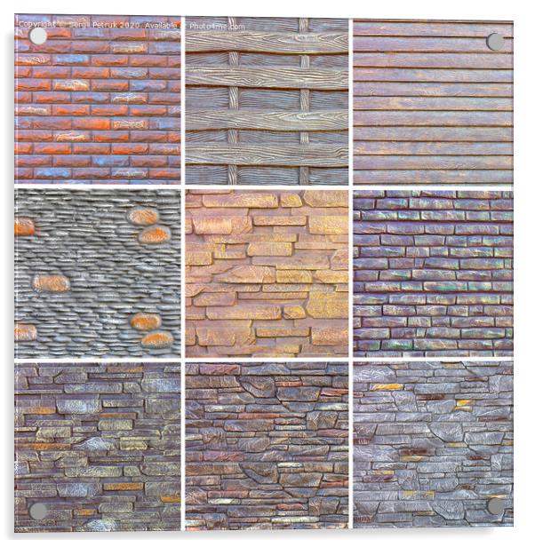 Collage of various concrete textures made in a decorative style. Acrylic by Sergii Petruk