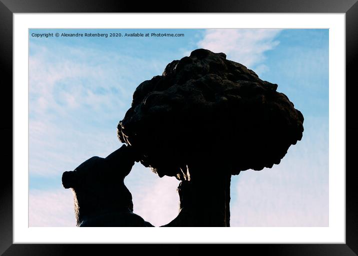 Silhouette statue of the Bear and the Strawberry Tree in Madrid, Spain Framed Mounted Print by Alexandre Rotenberg
