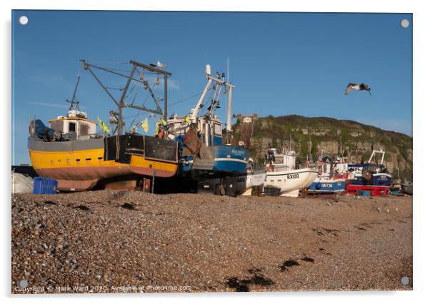 Hastings Fishing Fleet Acrylic by Mark Ward
