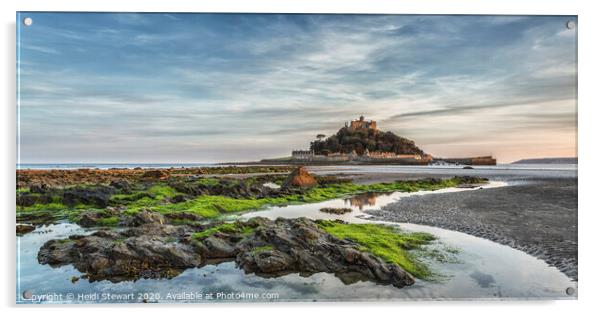 St Michaels Mount and Reflection Acrylic by Heidi Stewart