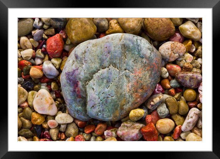 Pebbles On A Welsh Beach Framed Mounted Print by Mick Vogel