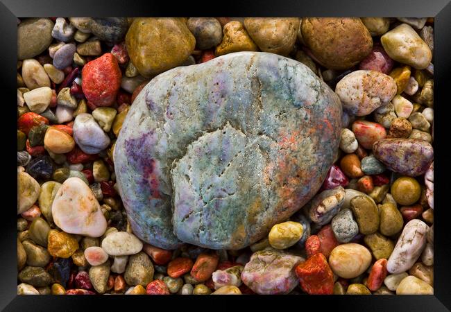 Pebbles On A Welsh Beach Framed Print by Mick Vogel