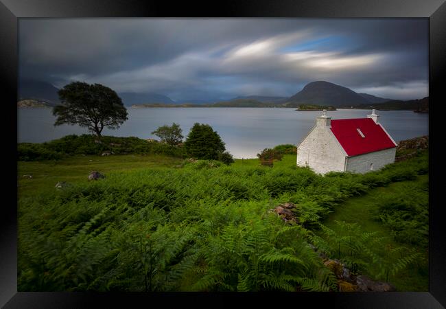 Applecross Red Roofed Cottage Scotland Framed Print by Derek Beattie