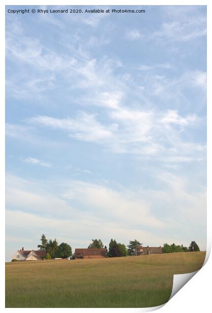 Rural houses on the edge of hayesbank common, in Great Malvern, Worcestershire. Focus on clouds Print by Rhys Leonard