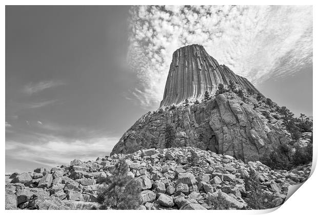 Devil's Tower, Wyoming, black and white Print by Jim Hughes