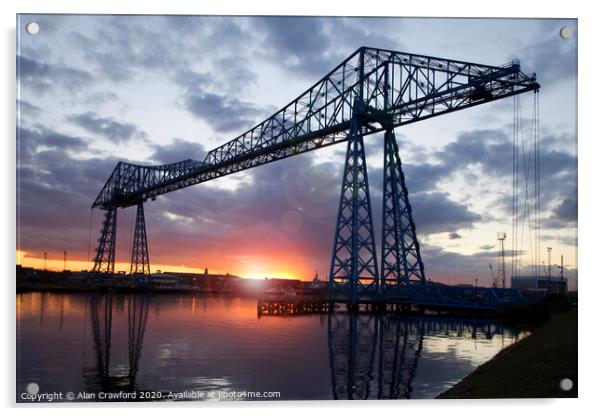 The Tees Transporter Bridge at sunset Acrylic by Alan Crawford