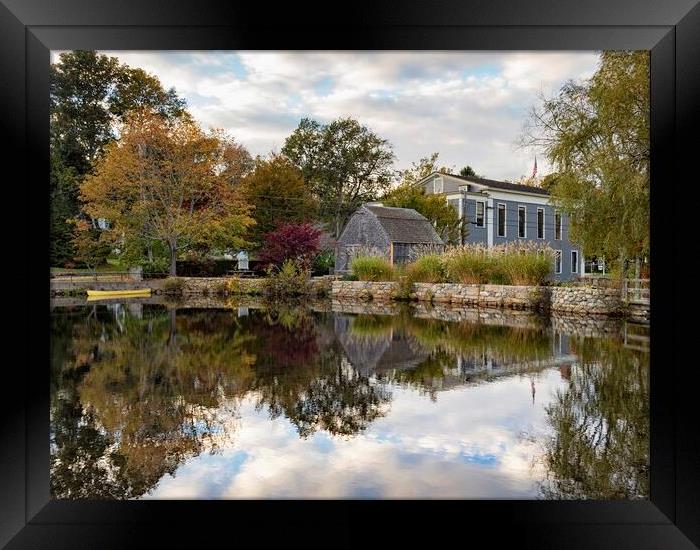Dexter Grist Mill Reflected in the Mill Pond  Framed Print by Marianne Campolongo