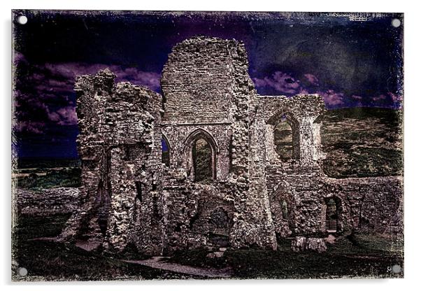 The Chapel Ruins At Corfe Castle Acrylic by Chris Lord