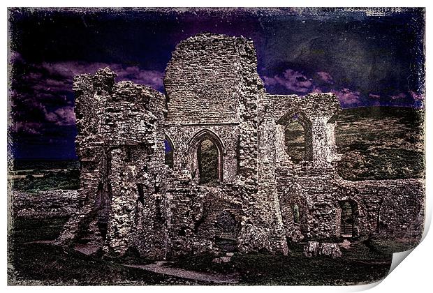 The Chapel Ruins At Corfe Castle Print by Chris Lord