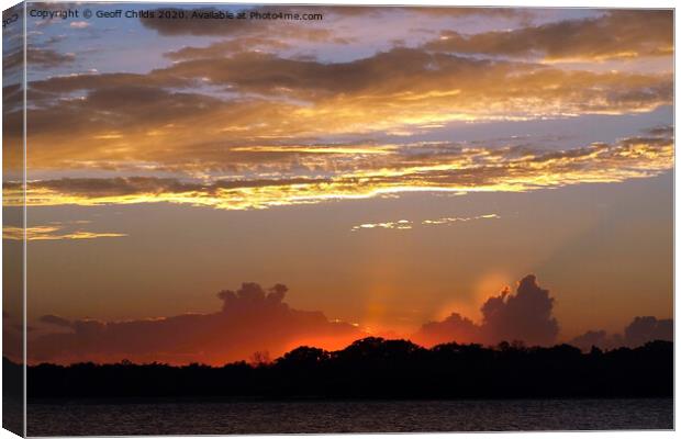 Multicoloured Sunset Glow. Fraser Island. Canvas Print by Geoff Childs