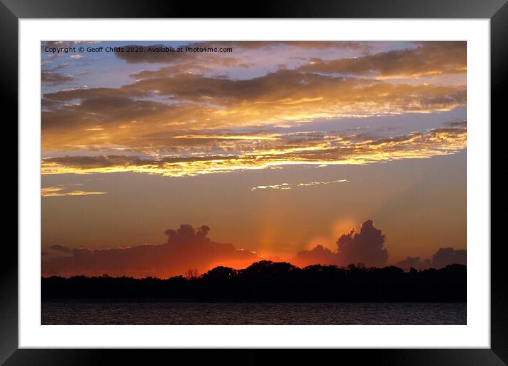 Multicoloured Sunset Glow. Fraser Island. Framed Mounted Print by Geoff Childs