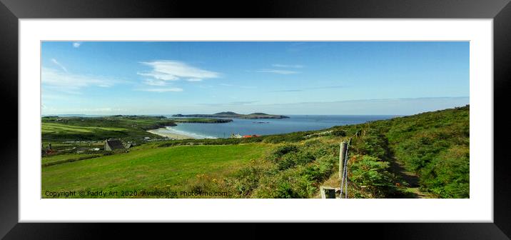 Whitesands Bay and Ramsey Island panorama from Carn Llidi Framed Mounted Print by Paddy Art