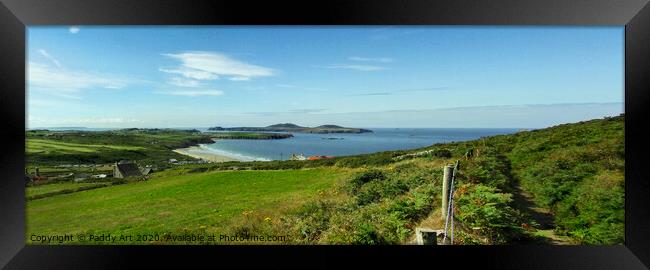 Whitesands Bay and Ramsey Island panorama from Carn Llidi Framed Print by Paddy Art