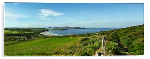 Whitesands Bay and Ramsey Island panorama from Carn Llidi Acrylic by Paddy Art