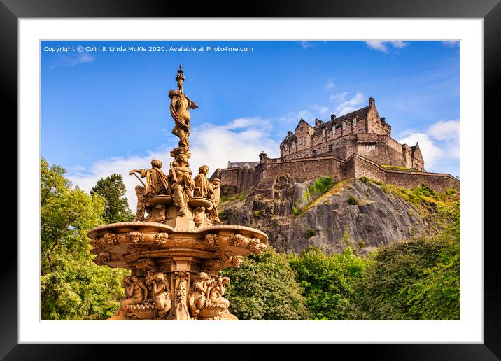 Ross Fountain and Edinburgh Castle Framed Mounted Print by Colin & Linda McKie