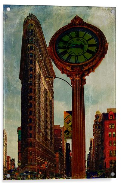 Flatiron Building and Fifth Avenue Clock Acrylic by Chris Lord
