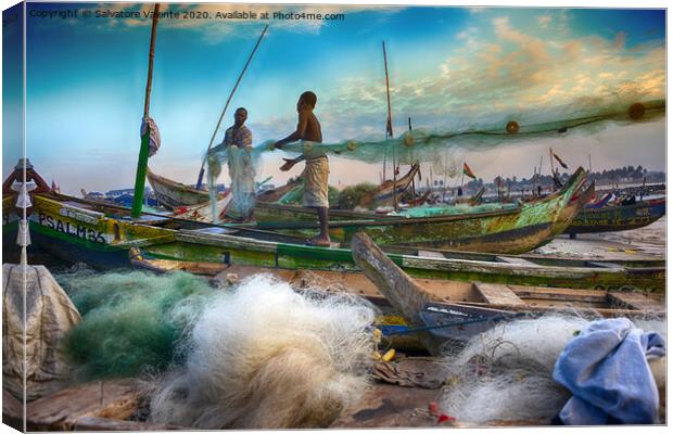 Pescatori tra le nuvole Canvas Print by Salvatore Valente