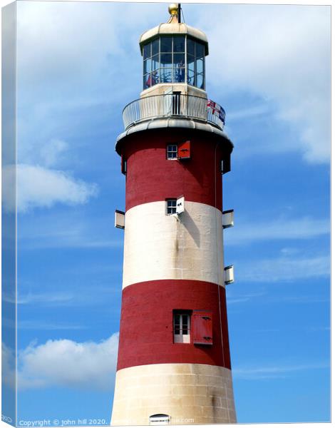 Smeaton's Lighthouse on Plymouth Hoe in Devon. Canvas Print by john hill