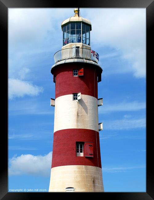 Smeaton's Lighthouse on Plymouth Hoe in Devon. Framed Print by john hill