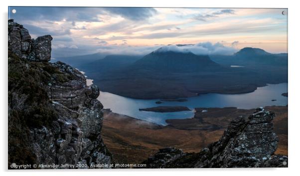 Loch Lurgainn Panorama Acrylic by Alexander Jeffrey