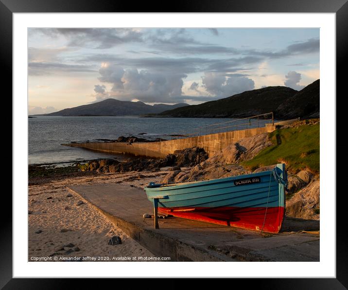 Fishing Boat on Harris Framed Mounted Print by Alexander Jeffrey