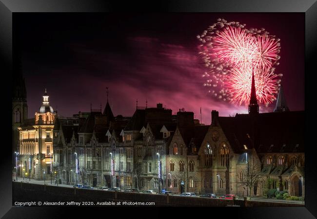 Perth Fireworks Framed Print by Alexander Jeffrey