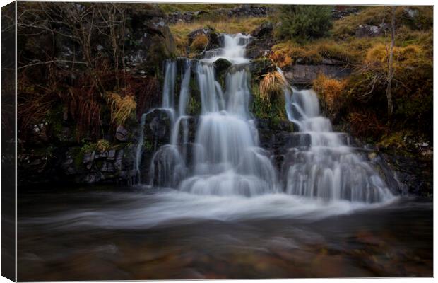 Waterfall flowing into the River Tawe Canvas Print by Leighton Collins