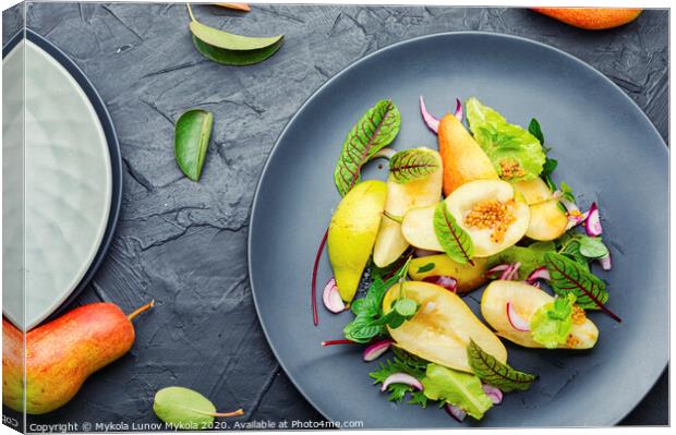 Healthy vegetarian salad with pear. Canvas Print by Mykola Lunov Mykola