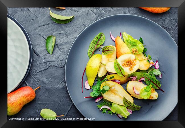 Healthy vegetarian salad with pear. Framed Print by Mykola Lunov Mykola