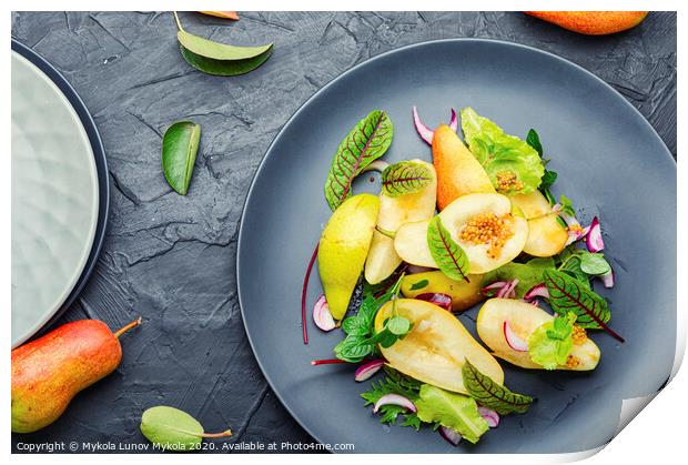 Healthy vegetarian salad with pear. Print by Mykola Lunov Mykola
