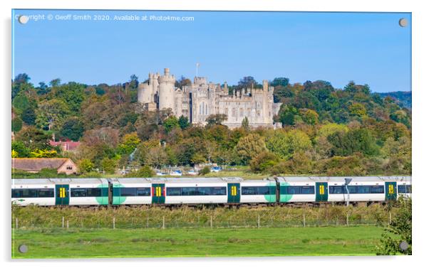 Arundel Castle and train in Autumn  Acrylic by Geoff Smith