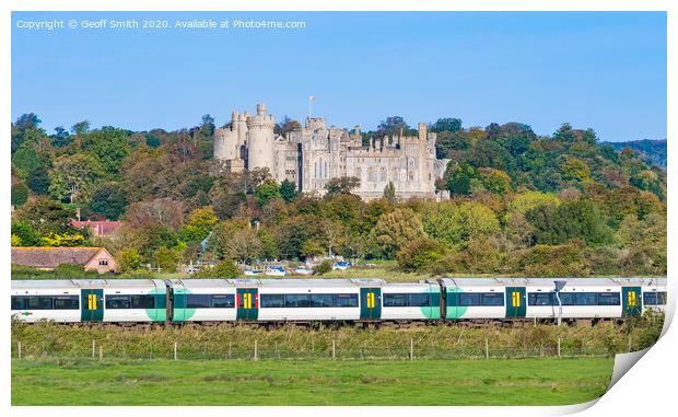 Arundel Castle and train in Autumn  Print by Geoff Smith