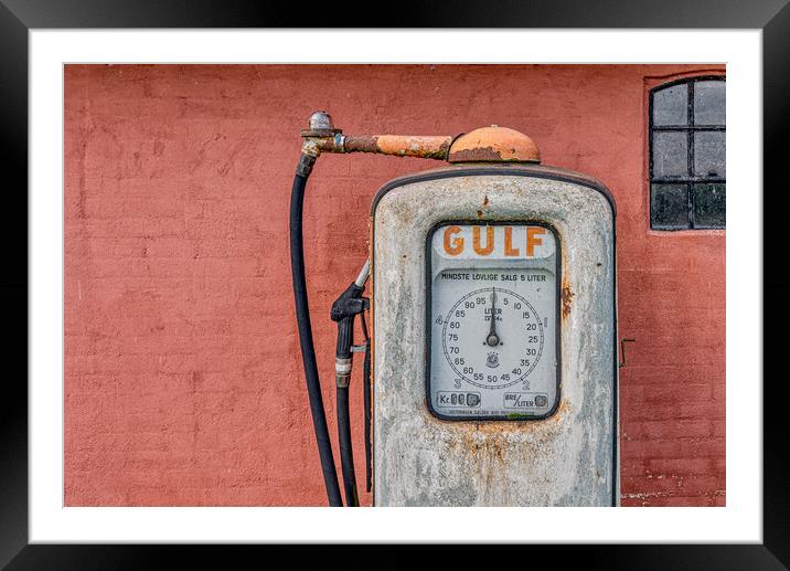 a rusty abandoned gas pump for Gulf petrol Framed Mounted Print by Stig Alenäs