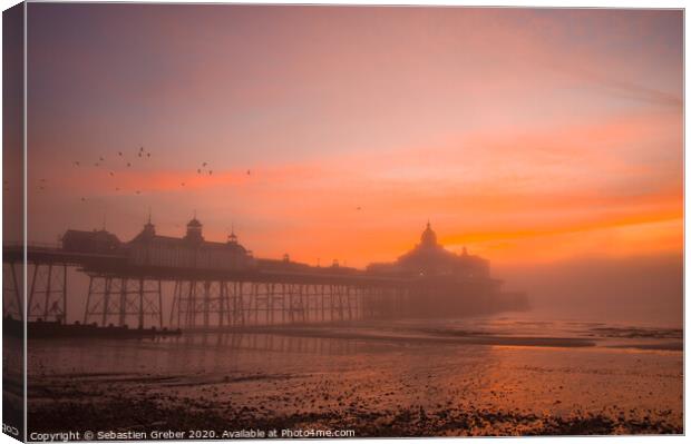 Eastbourne Pier at Sunrise Canvas Print by Sebastien Greber