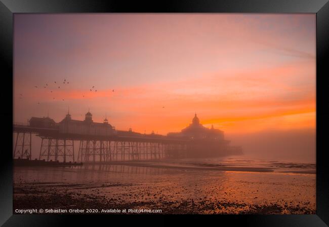 Eastbourne Pier at Sunrise Framed Print by Sebastien Greber