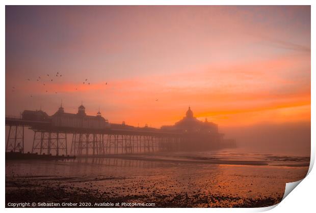 Eastbourne Pier at Sunrise Print by Sebastien Greber