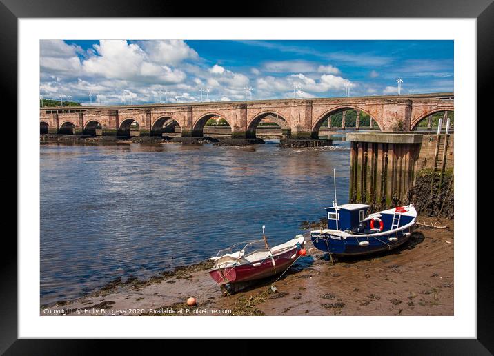 Historic Berwick Bridge's Picturesque River View Framed Mounted Print by Holly Burgess