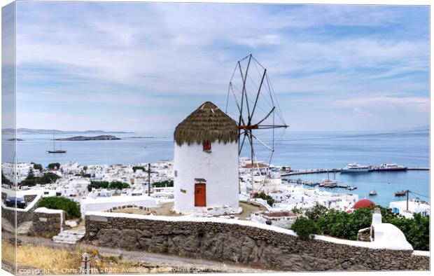 Windmill at Mykonos, Greece Canvas Print by Chris North