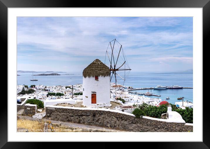 Windmill at Mykonos, Greece Framed Mounted Print by Chris North
