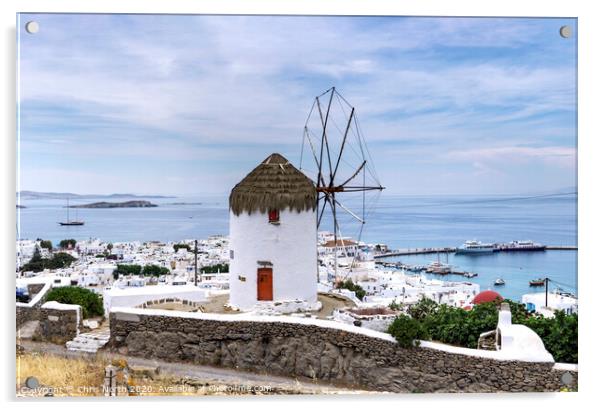 Windmill at Mykonos, Greece Acrylic by Chris North