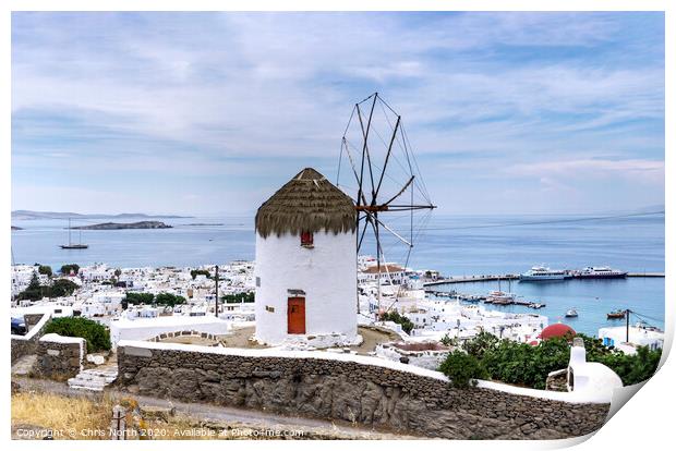 Windmill at Mykonos, Greece Print by Chris North