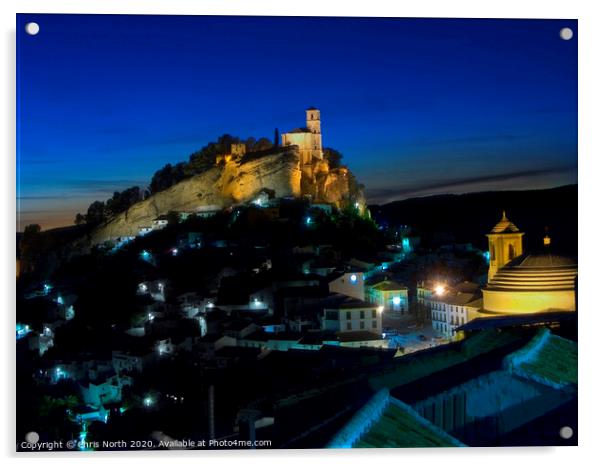 Montefrio by night. Acrylic by Chris North