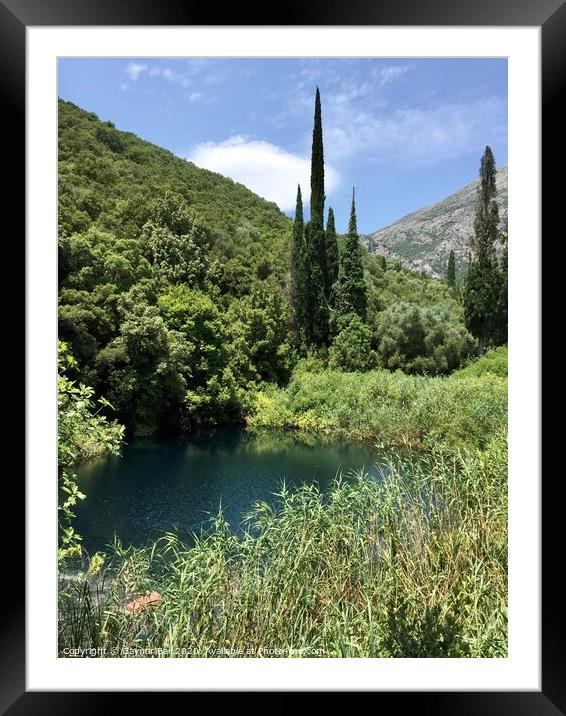Kefalonia, Outdoor mountain lake Framed Mounted Print by Gaynor Ball