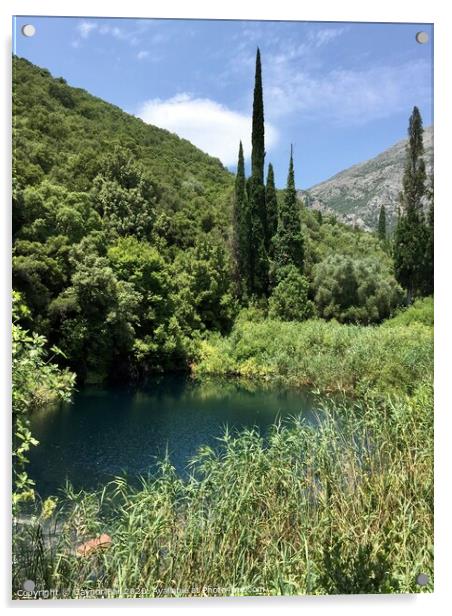 Kefalonia, Outdoor mountain lake Acrylic by Gaynor Ball