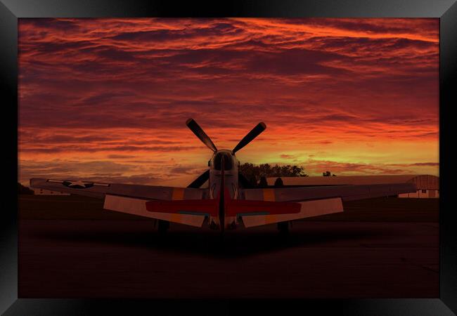 P51 Mustang Sunset Framed Print by Oxon Images